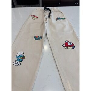 Butter Goods x The Smurfs Harmony Embroidered Pants Cream Women XS Cotton Twill